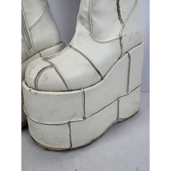 Demonia White Stack-301 knee-high boots Size Men 6 - Picture 2 of 16